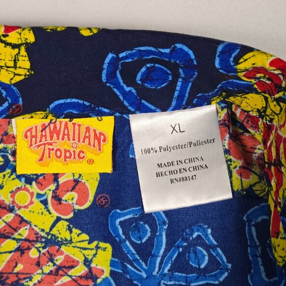 Hawaiian Tropic Mens Extra Large Short Sleeve Shirt Logo Print Casual Beachwear - Picture 5 of 8